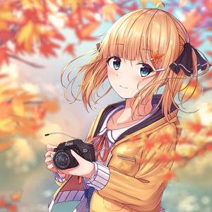 Preview wallpaper girl, glance, camera, anime, art