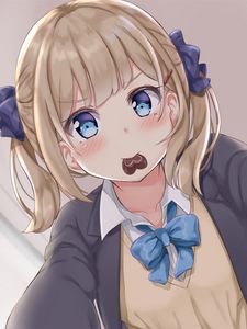 Preview wallpaper girl, glance, candy, heart, anime