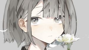 Preview wallpaper girl, glance, carnations, flowers, anime, art