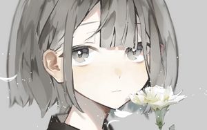 Preview wallpaper girl, glance, carnations, flowers, anime, art