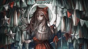 Preview wallpaper girl, glance, cats, anime, art