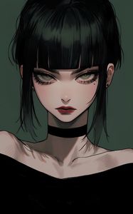 Preview wallpaper girl, glance, choker, art, anime