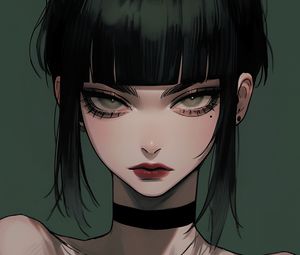 Preview wallpaper girl, glance, choker, art, anime