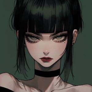 Preview wallpaper girl, glance, choker, art, anime