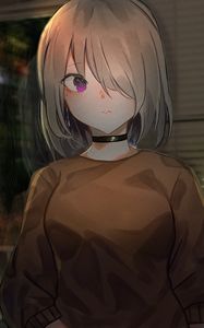 Preview wallpaper girl, glance, choker, anime, art, cartoon