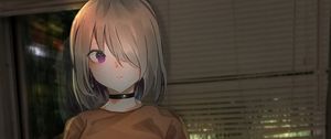 Preview wallpaper girl, glance, choker, anime, art, cartoon