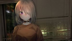 Preview wallpaper girl, glance, choker, anime, art, cartoon