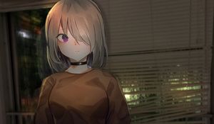 Preview wallpaper girl, glance, choker, anime, art, cartoon