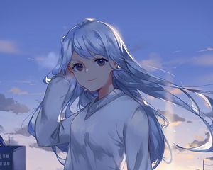 Preview wallpaper girl, glance, city, anime, art, cartoon