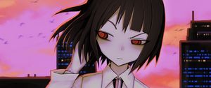 Preview wallpaper girl, glance, city, anime, art, gloomy