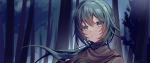 Preview wallpaper girl, glance, cloak, anime