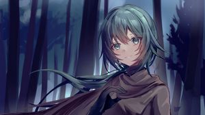 Preview wallpaper girl, glance, cloak, anime