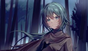 Preview wallpaper girl, glance, cloak, anime