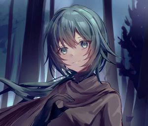 Preview wallpaper girl, glance, cloak, anime