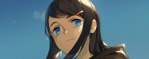Preview wallpaper girl, glance, clouds, sky, anime, art