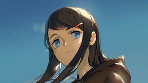 Preview wallpaper girl, glance, clouds, sky, anime, art