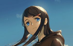 Preview wallpaper girl, glance, clouds, sky, anime, art