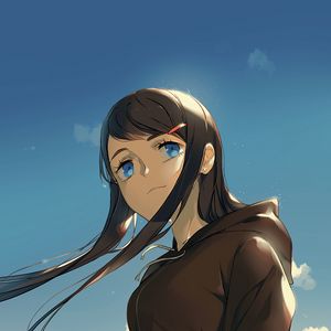 Preview wallpaper girl, glance, clouds, sky, anime, art