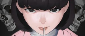 Preview wallpaper girl, glance, cocktail, tube, anime, art