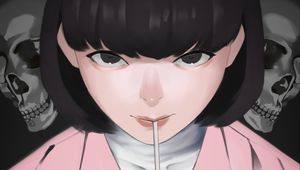 Preview wallpaper girl, glance, cocktail, tube, anime, art