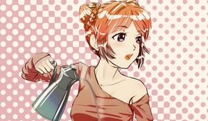 Preview wallpaper girl, glance, coffee pot, anime