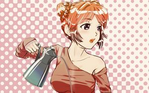 Preview wallpaper girl, glance, coffee pot, anime