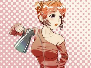 Preview wallpaper girl, glance, coffee pot, anime