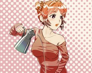 Preview wallpaper girl, glance, coffee pot, anime