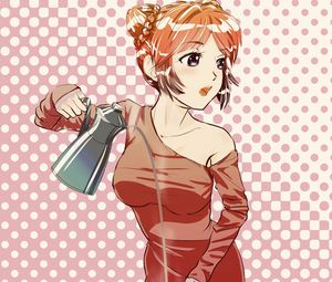 Preview wallpaper girl, glance, coffee pot, anime