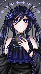 Preview wallpaper girl, glance, crystals, anime, art, blue