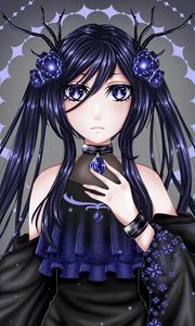 Preview wallpaper girl, glance, crystals, anime, art, blue