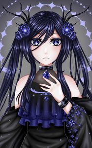 Preview wallpaper girl, glance, crystals, anime, art, blue