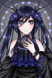 Preview wallpaper girl, glance, crystals, anime, art, blue