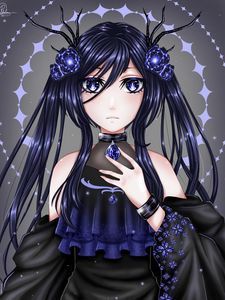 Preview wallpaper girl, glance, crystals, anime, art, blue