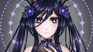 Preview wallpaper girl, glance, crystals, anime, art, blue