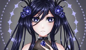 Preview wallpaper girl, glance, crystals, anime, art, blue