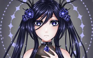 Preview wallpaper girl, glance, crystals, anime, art, blue