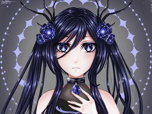 Preview wallpaper girl, glance, crystals, anime, art, blue