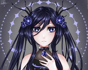 Preview wallpaper girl, glance, crystals, anime, art, blue
