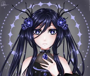 Preview wallpaper girl, glance, crystals, anime, art, blue