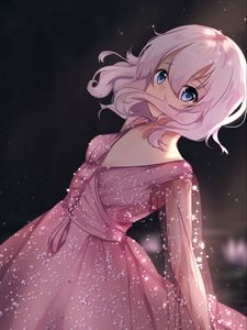 Preview wallpaper girl, glance, curls, pink, anime