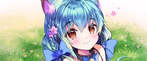 Preview wallpaper girl, glance, cute, happy, anime, art, cartoon