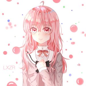 Preview wallpaper girl, glance, cute, pink, anime