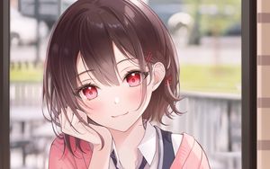Preview wallpaper girl, glance, dessert, anime