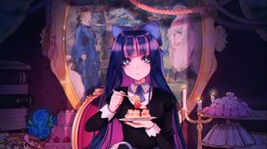 Preview wallpaper girl, glance, dessert, anime, art