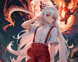 Preview wallpaper girl, glance, dragon, anime