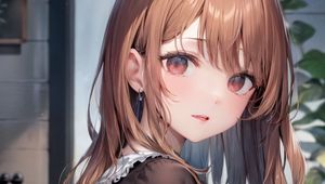 Preview wallpaper girl, glance, dress, anime, flowers