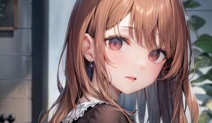 Preview wallpaper girl, glance, dress, anime, flowers