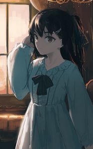 Preview wallpaper girl, glance, dress, anime, art, cartoon