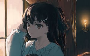 Preview wallpaper girl, glance, dress, anime, art, cartoon